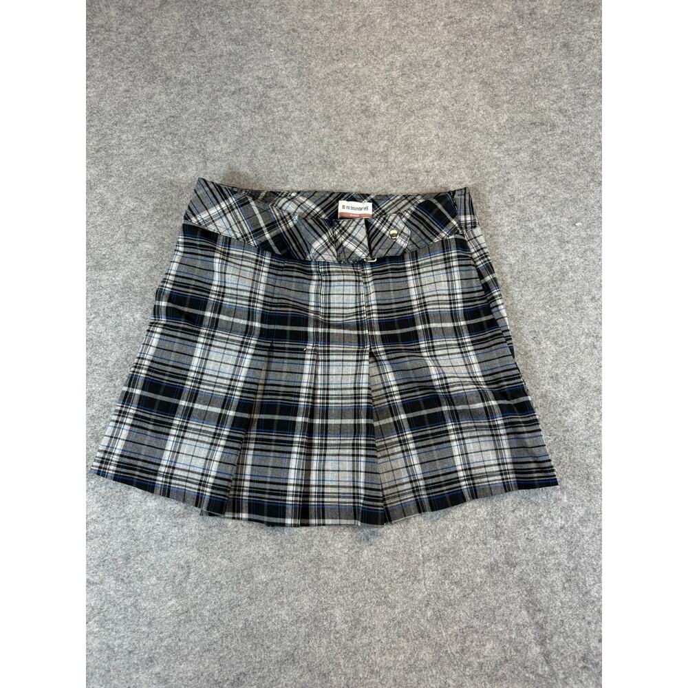VTG No Bounderies Plaid Mini Skirt Womens 5 Stretch Belted Coquette Preppy Y2K